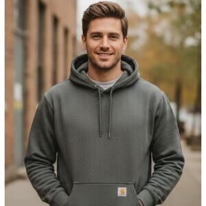 Carhartt Men's XL Tall Grey Hooded Heavy Sweatshirt